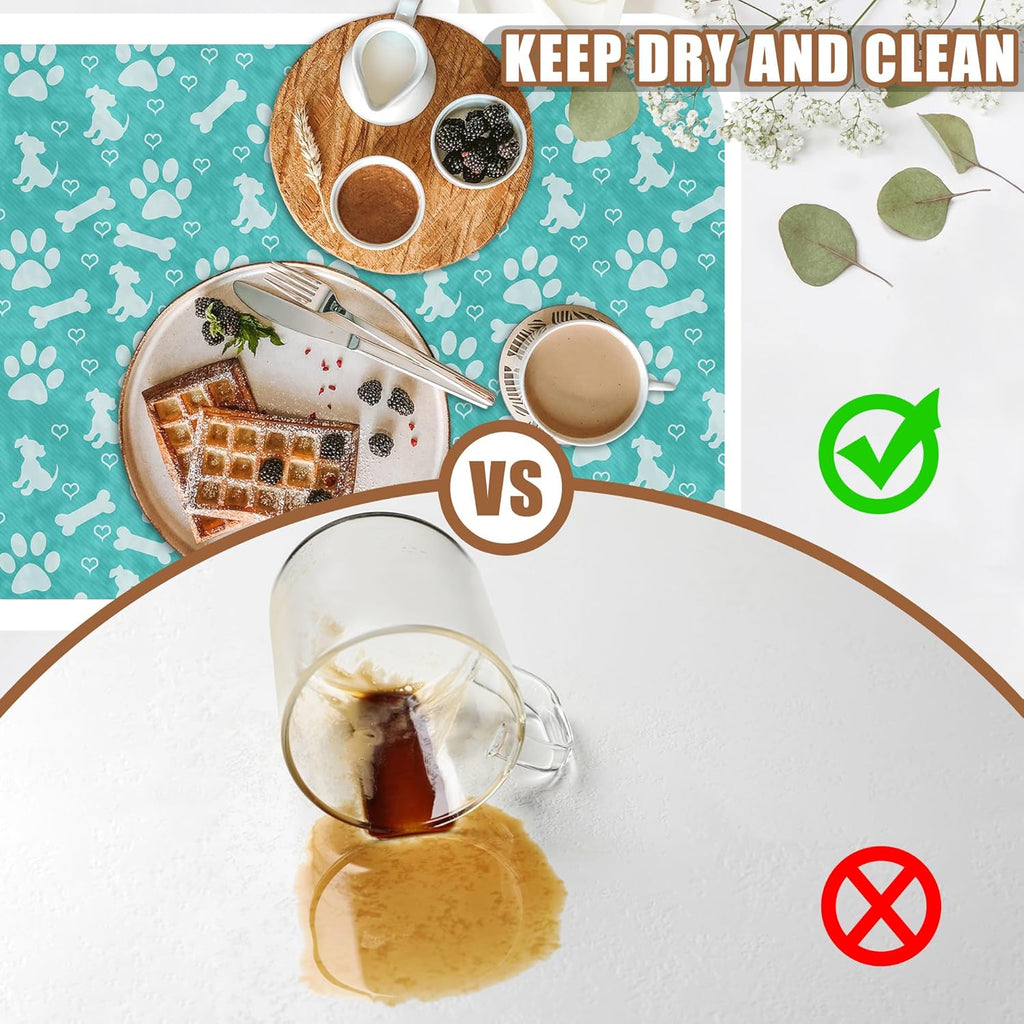 Dish Drying Mat Dog Paws and Bones Coffee Bar Mat for Countertop Absorbent Coffee Mat Rubber Backed Hide Stain Dish Drainer Rack Mat Coffee Maker Coffee Pot Dining Room Decoration 15.7 x 23.6 Inch