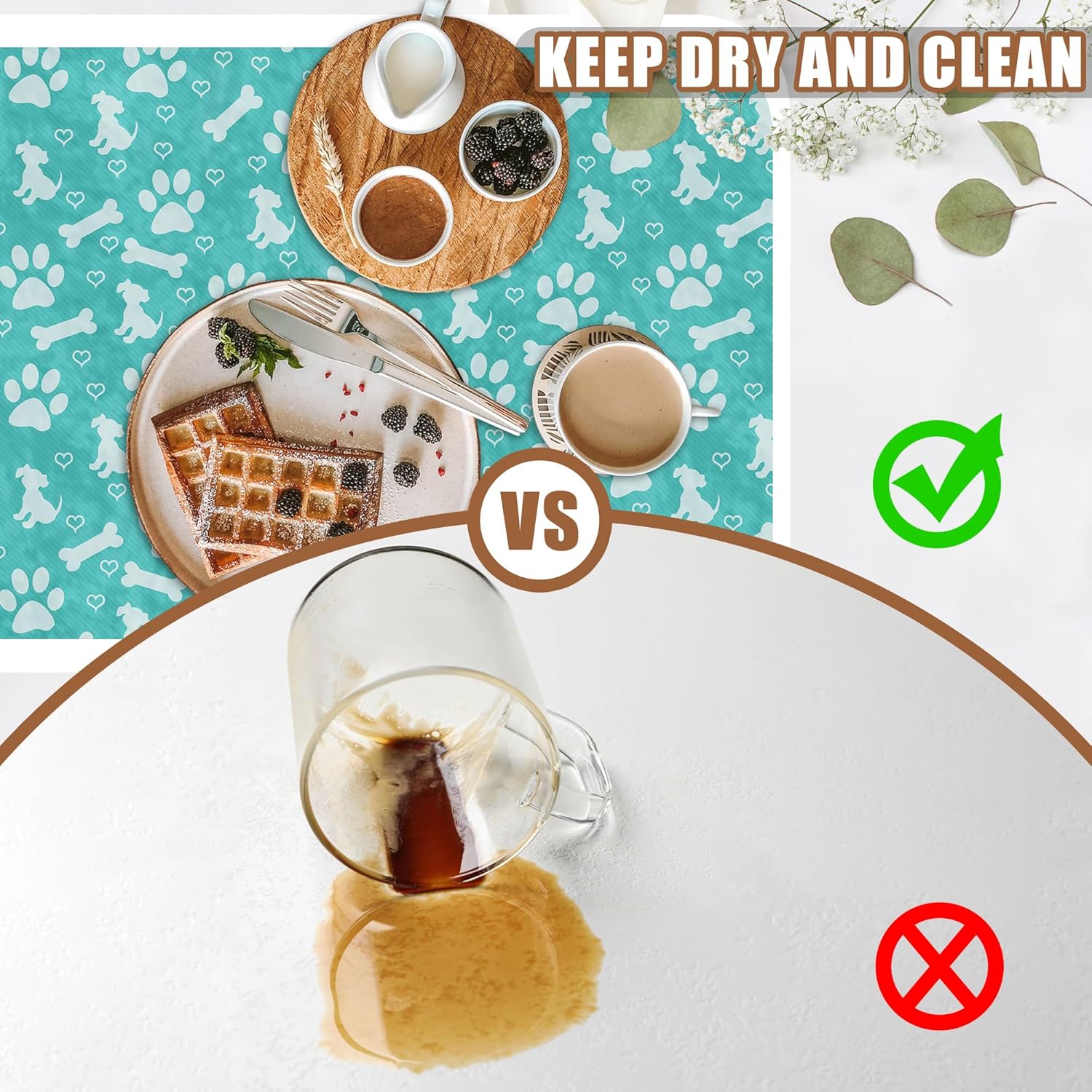 Dish Drying Mat Dog Paws and Bones Coffee Bar Mat for Countertop Absorbent Coffee Mat Rubber Backed Hide Stain Dish Drainer Rack Mat Coffee Maker Coffee Pot Dining Room Decoration 15.7 x 23.6 Inch