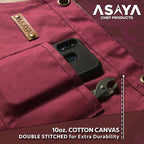 Asaya Chef and BBQ Apron with Bottle Opener and Hand Towel - 10oz Cotton Canvas, Stainless Steel Hardware - Cross Back Straps