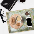 Spsyrine Serving Tray with Handles, Plastic Decorative Tray for Coffee Table, Living Room, Home Decor, Dianthus