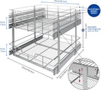 2 Tier Pull Out Cabinet Organizer 20" W X 22" D, Slide Out Drawers For Kitchen Cabinets, Pull Out Drawers For Cabinets Capacity Heavy Duty Caddy, Cabinet Pullout Shelves Chrome-Plated,Bathroom Pantry