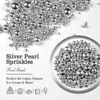Silver Pearl Sugar Sprinkles for Cake Decorating, 150g/5.29oz Mix Size, Edible Candy Pearls, Cake Decorations, Cupcakes & Cake Toppers, Holiday, Wedding Party, Easter, Christmas Supplies