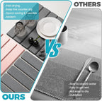 Extral Large Quick Dry Stone Drying Mat for Kitchen Counter,28"(L)x16"(W) Collapsible Eco-Friendly Absorbent Diatomaceous Earth Mat for Dishes Cups,Dish Drying Mats for Any Countertop ﻿