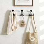 SKOLOO 17-Inch Wood Coat Rack Wall Mount with 3 Triple Hooks - Ideal for Family Entrances, Classrooms, and Pet Supplies Storage - Perfect Coat Hooks for Wall,Distressed White Wash