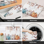 Fall Dish Drying Mat for Kitchen Counter Pumpkin Drying Pad Absorbent Drying Mats for Countertops Sinks Draining Racks Autumn Eucalyptus Leaves Drainer Holiday Harvest Thanksgiving Decorations 16x18