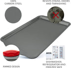 Boxiki Kitchen Non-Stick Baking & Cookie Sheet Pan Non-Toxic 11x14 Inch Rimmed Carbon Steel Baking Sheet. Dent, Warp and Rust Resistant. Heavy Gauge Steel Oven Baking Sheet. 1 Tray.