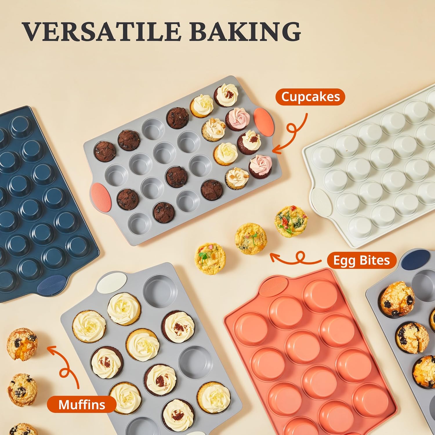 Ceramic Muffin Pan,12-Cup Nonstick Aluminized Steel Cupcake Pans, Healthy Non-Toxic Ceramic Coating Muffin Tin, 1 Pack Cup Cake Pans for Baking Cream