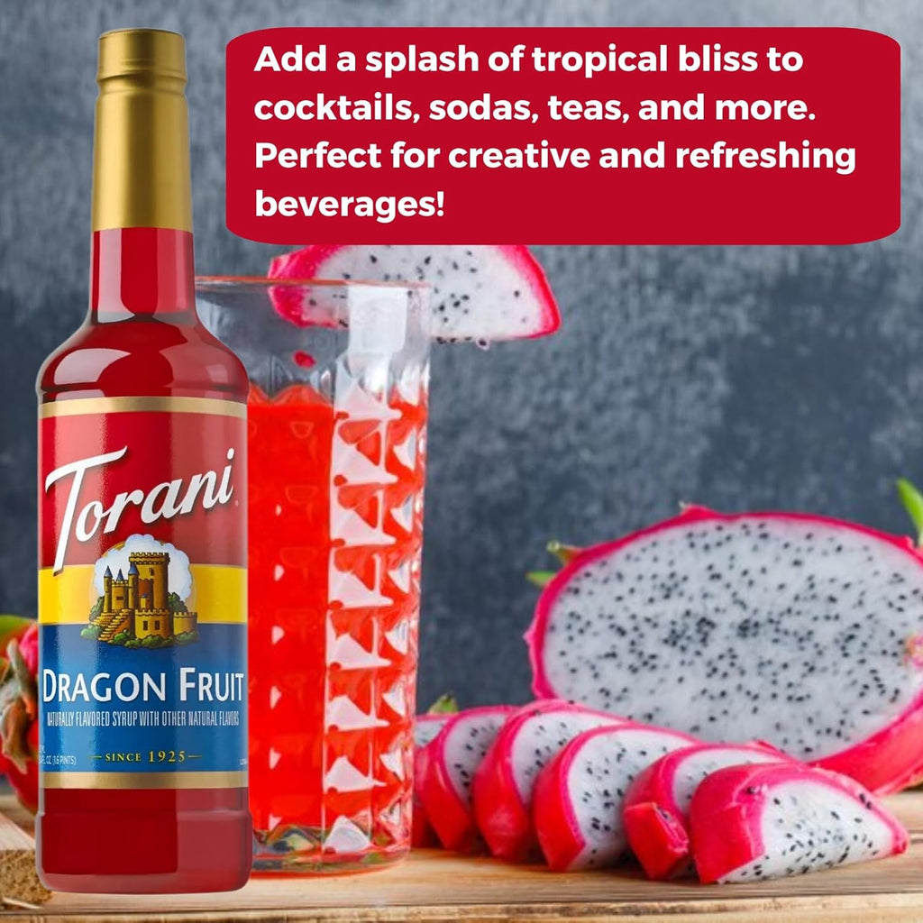 Jimoco® Syrup Pump Dispenser + Torani® Dragon Fruit Syrup, 25.4 oz - Coffee Syrup Pump & Flavoring Bundle