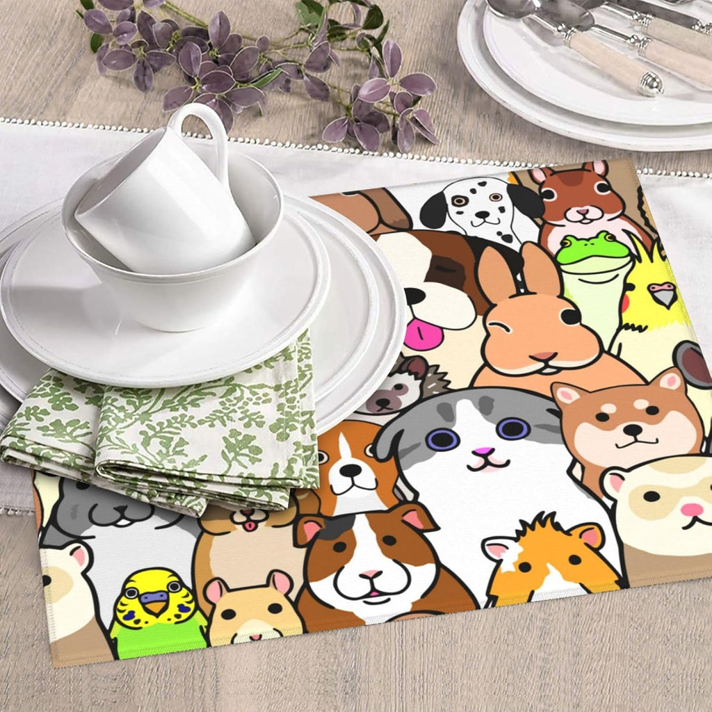 Cute Animals Pattern Dish Drying Mat, Highly Absorbent Microfiber Kitchen Counter Pad Reusable Washable, 16*18"