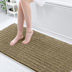 Arotive Luxury Chenille Bathroom Rug Mat, Extra Soft Thick Absorbent Shaggy Bath Rugs, Non-Slip Machine Wash Dry, Plush Bath Mats for Bathroom, Shower and Tub, 70x24, Camel