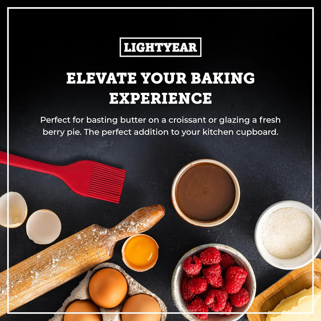Lightyear Silicone Basting Pastry Brush Set (2 Pcs) ❘ 450°F Heat Resistant Oil Brush for Your Kitchen - Ideal For BBQ’s, Baking & Cooking | 100% Food Grade Silicone - BPA Free & Dishwasher Safe