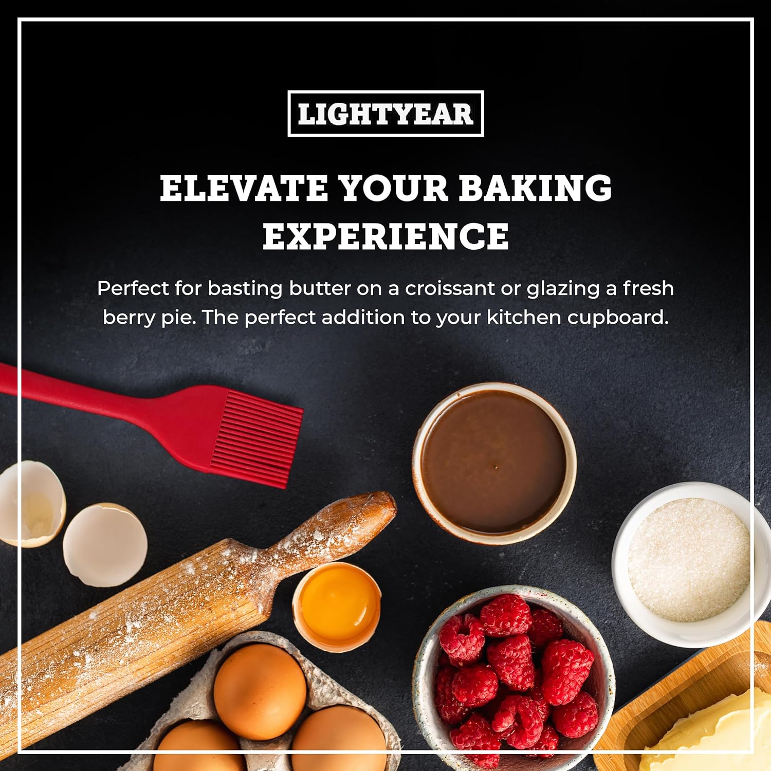 Lightyear Silicone Basting Pastry Brush Set (2 Pcs) ❘ 450°F Heat Resistant Oil Brush for Your Kitchen - Ideal For BBQ’s, Baking & Cooking | 100% Food Grade Silicone - BPA Free & Dishwasher Safe (Red)