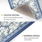 Giwawa Chinoiserie Dish Drying Mat 18x24in Blue White Oriental Floral Birds Kitchen Drainer Mats Porcelain Flowers Absorbent Microfiber Dish Drying Pad Large for Countertop Home Decor