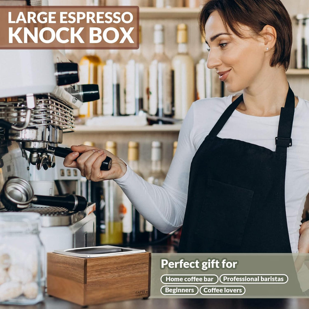 Knock Box | Large Capacity Espresso Knock Box | Non-Slip Base Knock Box Espresso | Coffee Knock Box | Shock Absorbant Espresso Knock Box and tamp station | Knock box for espresso coffee grounds