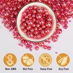 Twisweet Rose Gold Pearl Sprinkles for Cake Decorating, Edible Sugar Pearls for Baking, Mix Size, Cake Topper Cupcake Cookie Ice Cream Dessert Decorations, Valentine Mother's Day Birthday Wedding Party Supplies(130g/4.58oz)