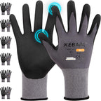 Kebada W2 Work Gloves for Men and Women, Nitrile Coated Working Gloves for Gardening, Construction, Warehouse, Safety Gloves for Work in Yard and Outdoors, 6 Pairs, Large