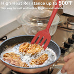 Coukre 2 Pack Silicone Spatula Set, High Heat Resistant, BPA Free Kitchen Spatula, Solid & Slotted Turner for Non-Stick Pans, Sautéing, and Flipping (2, PureRed)