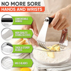 Spring Chef Dough Blender, Top Professional Pastry Cutter with Heavy Duty Stainless Steel Blades, Large Size, Black