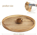 Round Ottoman Table Tray Round-24 - Rustic Wooden Serving Tray for Farmhouse Decorative Oversized Coffee Table Trays Living Room Kitchen Counter Breakfast Nature