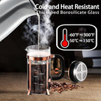 French Press Coffee Maker 304 Stainless Steel Coffee Press,with 4 Filters System, Heat Resistant Thickness Borosilicate French Press Glass, BPA-Free Brewed Tea Pot Coffee Plunger(Copper 12oz)