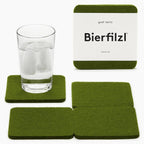 Graf Lantz - Bierfilzl Merino Wool Square Coasters Set of 4 - Loden Green (4"x4"x5mm) - Absorbs 30% Weight, Natural German Wool - Heat Resistant, Sustainable, Reusable - Home Decor, Coffee Table Decor