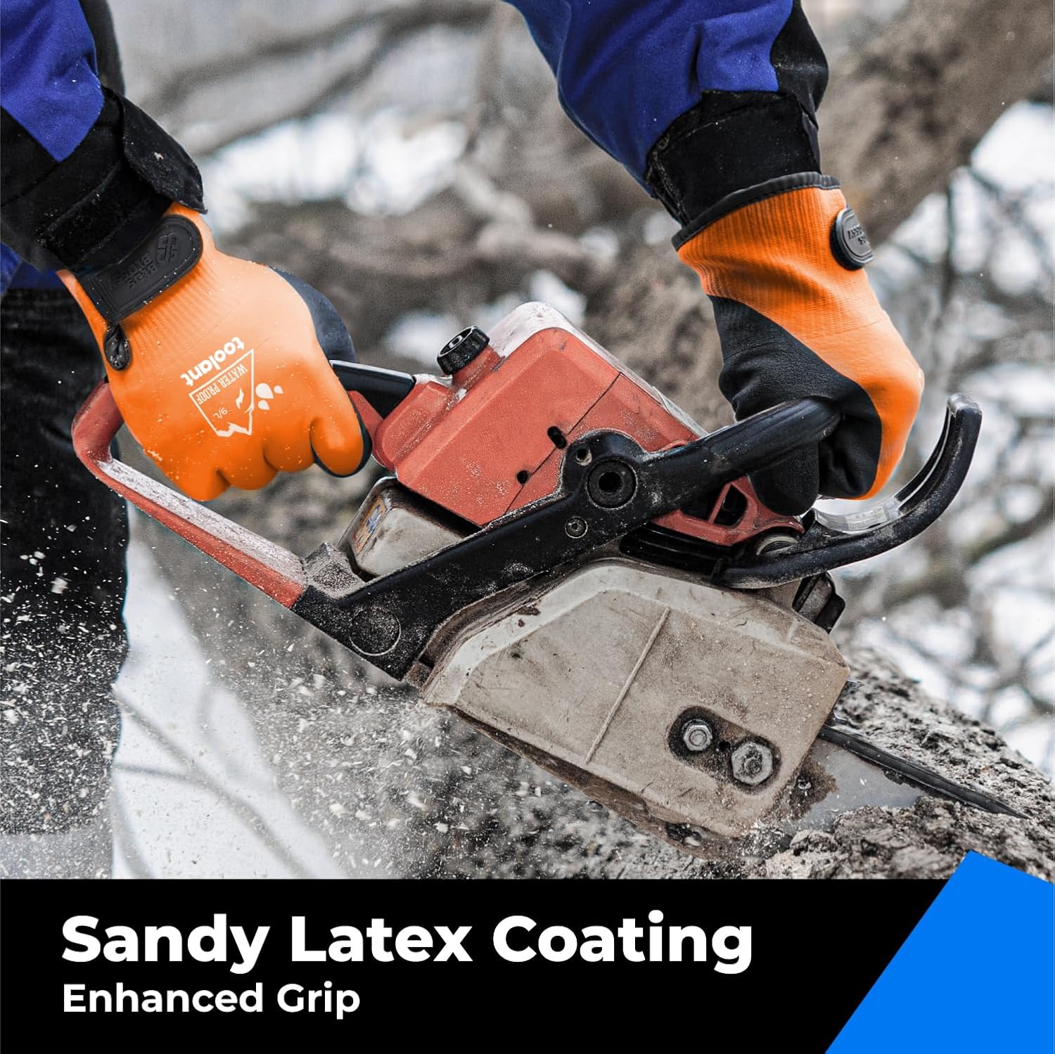 100% Waterproof Gloves for Men and Women, Winter Work Gloves for Cold Weather, Touchsreen, Thermal Gloves for Fishing, Gardening and Working in Freezer, With Grip, Orange, XX-Large