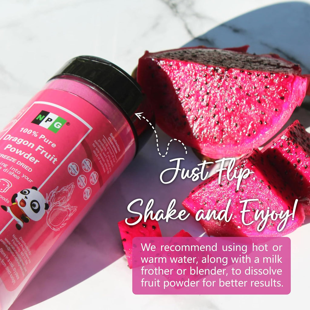 NPG Freeze Dried Red Dragon Fruit Powder 7 Oz, Seedless Fine Powder for Food Coloring, Baking, Smoothies, Drinks, Ice Cream, Cocktails, Vegan, Non-GMO, No Added Sugar