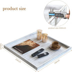 Extra Large Square Ottoman Table Tray 24" - Rustic Wooden Serving Tray for Farmhouse Decorative Oversized Coffee Table Trays Living Room Kitchen Counter Breakfast Whitewash