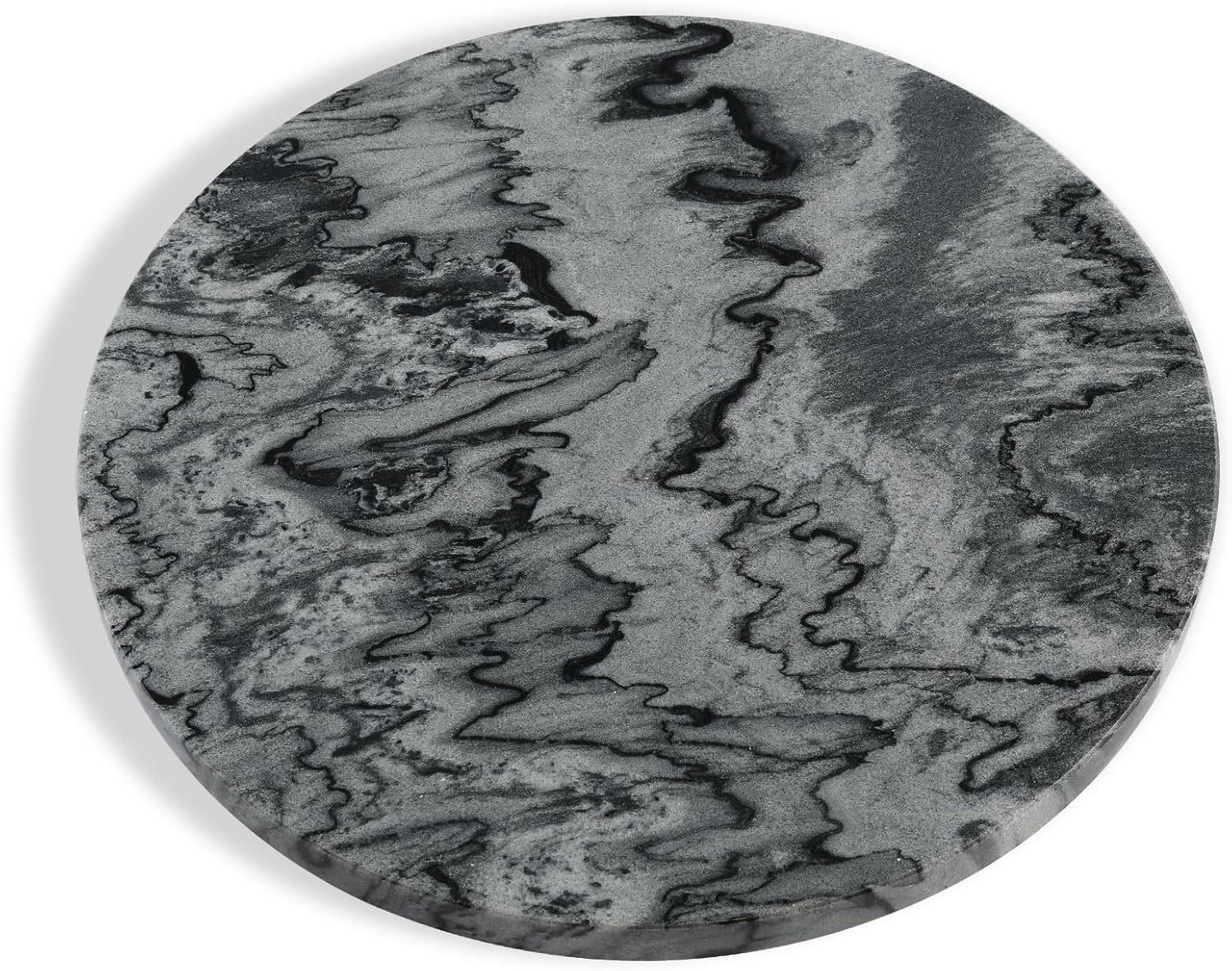 Koville African Natural Marble Cutting Board for Kitchen, 11inch Round Hand Crafted Marble Slab for Cheese, Charcuterie, Pastry Board - Wedding Gift, House Warming Gift(Monte Grigio)