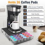 Coffee Pod Drawer, K-Cup Holder Drawer for 36 Coffee Pods Storage, Under Coffee Pot Storage and Sliding Drawer, Office or Home Kitchen Counter Organizer
