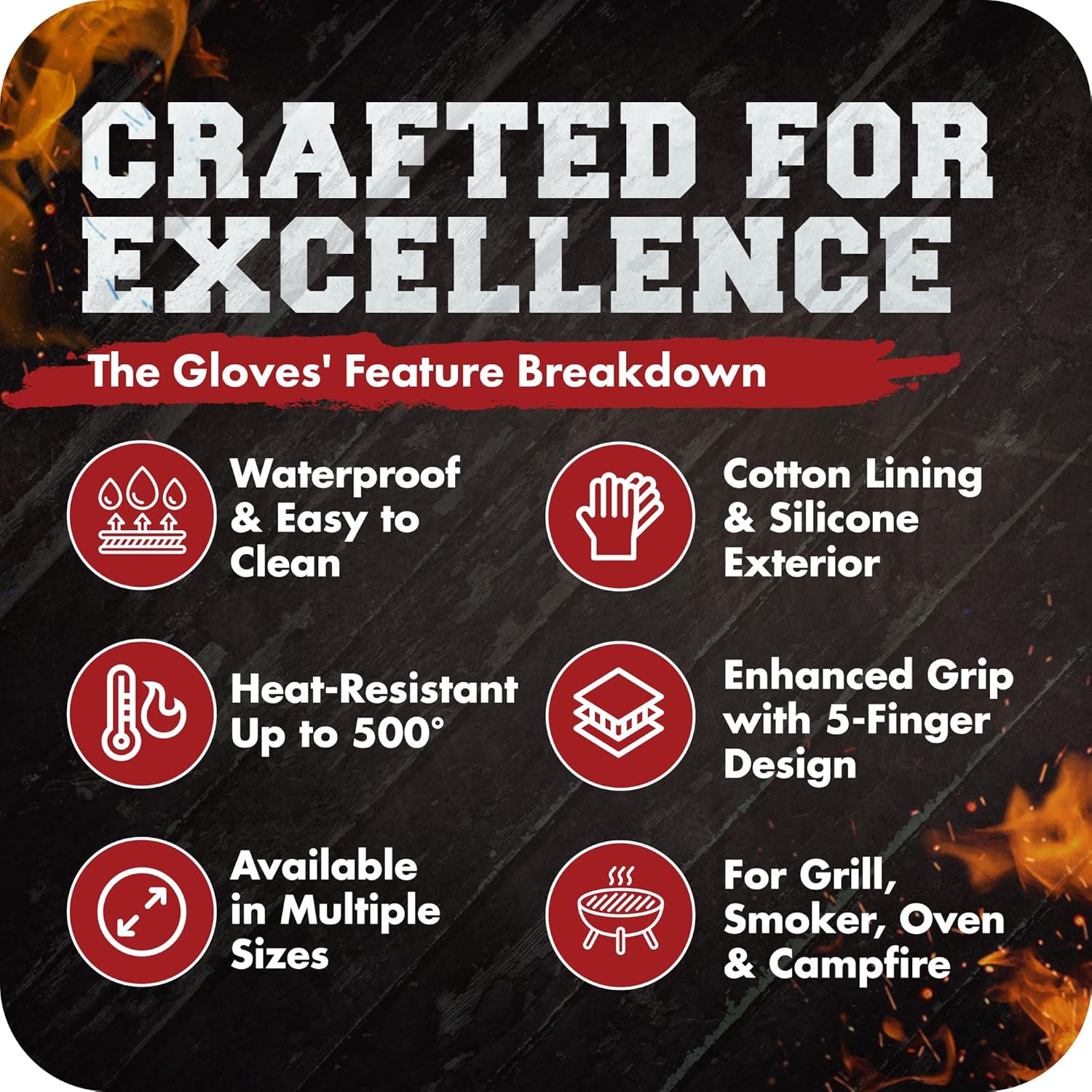 KITCHEN PERFECTION Silicone Smoker Oven Gloves - Extreme Heat Resistant BBQ Gloves - Handle Hot Food Right on Your Smoker Grill Fryer Pit | Waterproof Oven Mitts | Superior Value Set + 3 Bonuses
