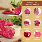 Maison d' Hermine Pot Holders Set 100% Cotton Heat Resistant Potholders 8" x 8" Hot Pads with Loop BBQ, Cooking, Baking, Grilling, Kitchen, Handling Hot Pans (Pack of 2, Versailles)