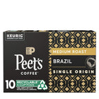 Peet’s Coffee Brazil Minas Naturais K-Cup Coffee Pods for Keurig Brewers, Medium Roast, 10 Pods