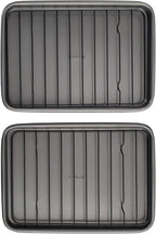 GoodCook Set of 2 Nonstick Steel 9" x 6.2" Toaster Oven Mini Baking Sheets with Racks, Gray