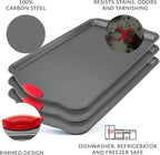Premium Nonstick Baking Sheet Pans – Set of 3, Heavy-Gauge Carbon Steel, Warp, Dent, and Rust-Resistant – Gourmet Rimmed Half Cookie Sheet Trays, Non-Toxic for Exceptional Baking Performance