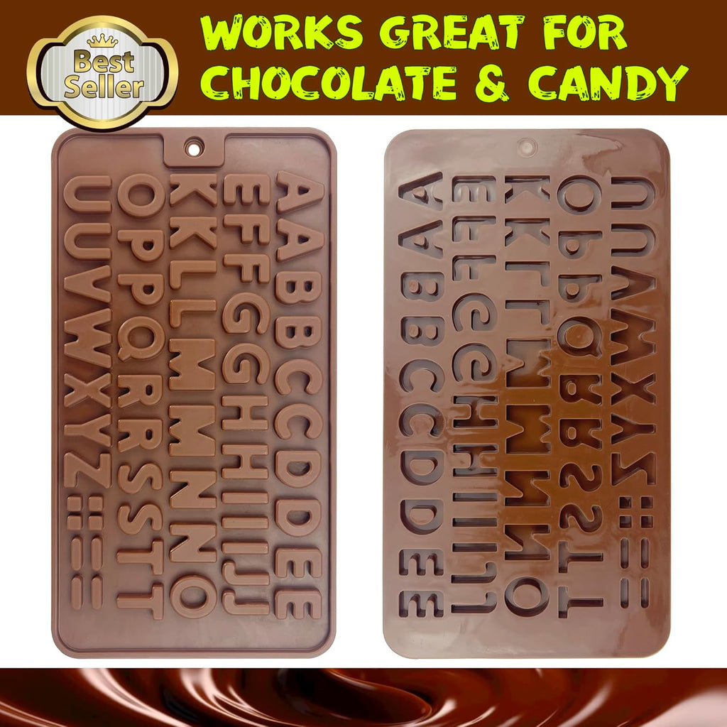 Silicone Letter Mold Chocolate Molds - Non-Stick Letter Chocolate Mold, Made of Food Grade Silicon, Perfect for Cake Decoration, Candy, Chocolate, Birthday Party - 4 Pack
