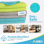 AIDEA Microfiber Cleaning Cloth-24PK, Soft Microfiber Towels for Cars, Absorbent Cleaning Rags, Lint-Free Streak-Free Wash Cloths for House, Kitchen, Window(12in.x12in)