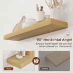 Heimlove 36 Inch Floating Shelves for Wall 8 Inch Deep Oak Shelves Set of 2,Wall Mounted Rustic Wood Long Floating Shelf with Invisible Brackets for Bedroom Kitchen Living Room