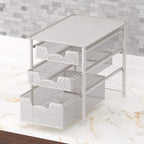 Simple Houseware 3 Tier White Alloy Steel Sliding Basket Organizer Drawer Cabinet