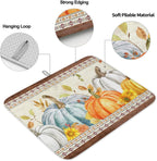 Fall Dish Drying Mat for Kitchen Counter Pumpkin Drying Pad Absorbent Drying Mats for Countertops Sinks Draining Racks Sunflower Eucalyptus Leaves Drainer Holiday Harvest Thanksgiving Decor 16x18