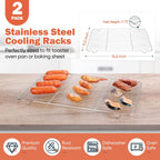 Cooling Racks for Cooking and Baking, Homikit 16.6”*11.5” Large Stainless Steel Wire Rack for Oven Cooking Roasting Grilling Drying, Cookie Bacon Pizza Mesh Cooling Racks, Dishwasher Safe, 2 PCS