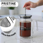 French Press Coffee & Tea Maker, 20 Ounce (500ml) – Thickened Double Wall Borosilicate Glass, 2-Cup, BPA Free, Small Coffee Press for Home, Office, Dorm, Gifts