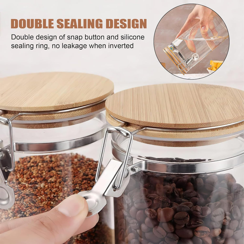 47 oz/1350ml Clear Glass Storage Canister with Airtight Bamboo Lid, Large Decorative Container Jar for Coffee Spice Candy Salt Tea Cookie Condiment Pepper Sugar Overnight Oatmeal Snacks