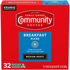 Community Coffee Breakfast Blend, Medium Roast, Single-Serve Keurig K-Cup Pods, 32 Count (Pack of 4)