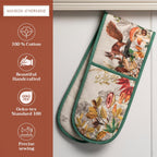 Maison d' Hermine Double Oven Mitts 100% Cotton 7"x35" Double Oven Mitt Heat Resistant BBQ Cooking Gloves with Loop, Baking, Grilling, Home, Kitchen, Handling Hot Pans (Recolte)