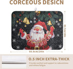 Christmas Santa Claus Dish Drying Mat Winter Drying Dish Mat for Kitchen Countertops Xmas Dish Dryer Mat Microfiber Dishes Drainer Pad Dish Drying Pad (18x24 in)