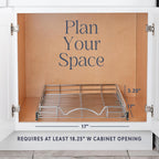 HOLDN’ STORAGE Pull Out Cabinet Organizer - Heavy Duty Steel with Smooth Slide-Out Drawers, Chrome Finish - 17" W x 17" D Basket, Fits 18.25" Cabinet Opening