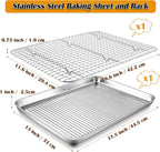 P&P CHEF Baking Oven Pan with Wire Rack, Stainless Steel Baking Oven Sheet Tray, Bacon Pan and Cooling Rack for Cooking Roasting Cookie, Dishwasher Safe & Easy Clean, 17.5 x 13 x 1 Inch