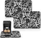 Arttown Coffee Mat for Countertops, Graffiti Abstract Letters Old School Black Dish Drying Mat 2 Pcs for Kitchen Bar Accessories, Coffee Maker Espresso Machine Dish Rack Hide Stain Rubber 12x19in