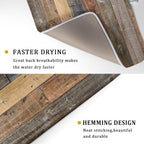 Giwawa Wood Grain Dish Drying Mat for Kitchen Countertop, Rustic Wooden Board Dish Drainer Mats, Vintage Country Style Barnwood Absorbent Reversible Microfiber Dish Drying Pad, 18x24 inch Large